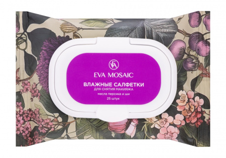Eva Mosaic салфетки для снятия макияжа с маслами персика и ши 25шт